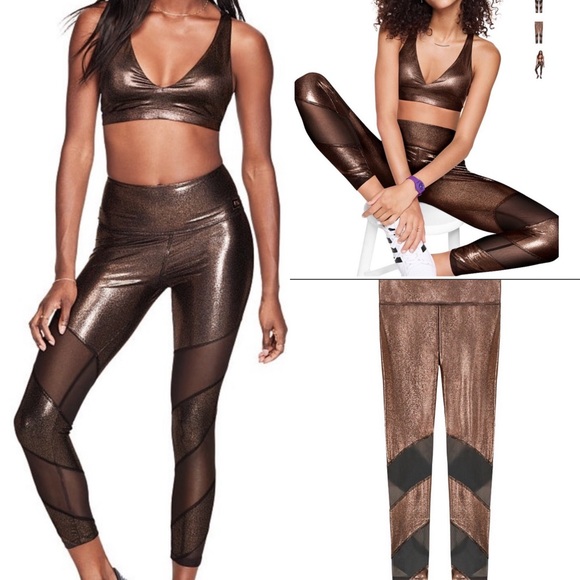 PINK Victoria's Secret Pants - VS PINK Rose Gold Logo Ultimate Copper Leggin sold